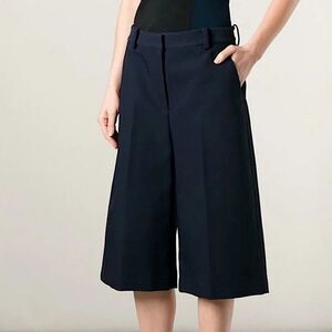 3.1 Phillip Lim Womens Trouser Culottes Pants Flat Front Navy Cotton Wool Size 0